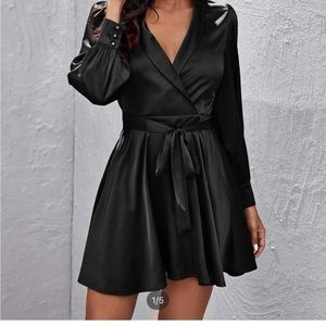 SHEIN black satin dress